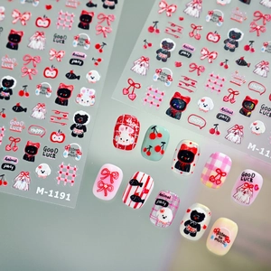 Girl style cartoon rabbit and animal nail stickers with relief glass texture effect