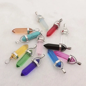 Natuursteen Kristal Zeshoekige Kolom Kogel Hanger Dames Genezing Kwarts Punt Amethist Rozenkwarts Legering Clip