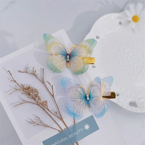Süße Farbverlauf Mesh Schmetterling Haarnummern für Mädchen, eleganter Strassdesign.