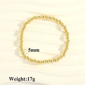 Detail shot of 18K gold plated 5mm beads bracelet showing size and 17g weight specs