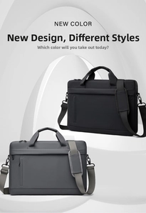 Waterproof laptop briefcase in black and dark grey shown in a modern studio setting