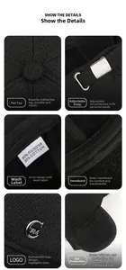 Detail showing inner sweatband and hidden ear flaps of the black winter baseball cap