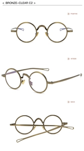 Dreifachansicht der Retro-Punk-Sonnenbrille mit bronzenem Metallrahmen und hohlen Bügeln