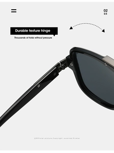 Close-up of durable metal hinges and decorative rivets on square retro sunglasses