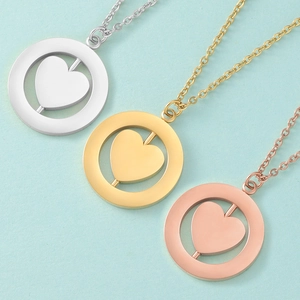 Stainless Steel Necklace Rotating Heart Circle Pendant Double Layer Fashion Adjustable Jewelry For Women