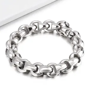 Men Heavy Cuban Chain Bracelet 316L Stainless Steel Hip Hop Punk Style Thick Metal Link Biker Jewelry