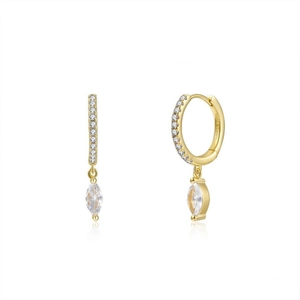 Élégantes boucles d'oreilles créoles en argent S925 doré avec zircons marquises brillants
