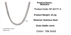 6mm stainless steel snake bone chain necklace with detailed product specifications