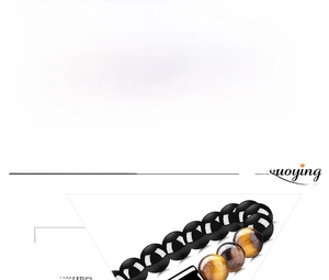 Détail des perles oeil de tigre et obsidienne de 8mm avec breloque lettre sur bracelet