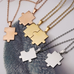 Geometric Puzzle Piece Necklace 304 Stainless Steel Polished Jewelry For Couples Friendship Lovers Valentine Gift