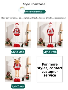 Detailed grid view of plush Christmas dolls featuring Santa, snowman and reindeer designs