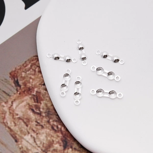 Macro detail of S925 sterling silver shell clasps for jewelry making connectors