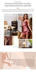 Detailansicht des luxuriösen burgunderfarbenen Satin-Nachthemds mit feinem Blumenmuster