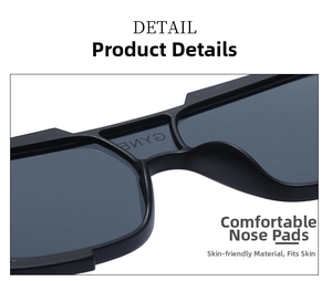 Close-up of integrated comfortable nose pads on black matte sports sunglasses