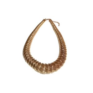 Modern gold metallic choker with unique spiral texture and layered design for women