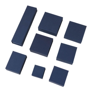 Deep blue luxury jewelry gift boxes collection including necklace and ring box cases