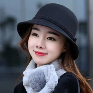 Cappello Cloche Elegante in Lana da Donna Cappello Fedora Vintage con Fiocco Invernale Caldo Cappello Cloche Tinta Unita per Autunno e Inverno