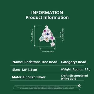 Detailed view of S925 sterling silver Christmas tree bead with colorful gemstones and star