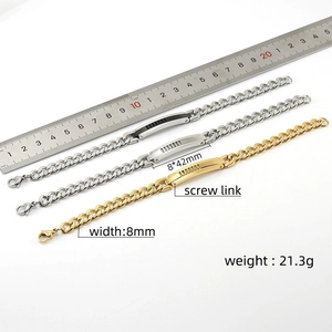 Trois bracelets ID en acier inoxydable de 8mm avec règle pour le détail des dimensions