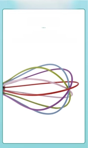 Detail of colorful silicone whisk heads with reinforced core for efficient mixing