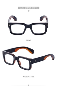 Detail of square vintage sunglasses frame C10-1 with metal arrow rivet accents