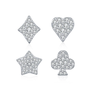Parure de boucles d'oreilles en argent 925 avec moissanite et motifs de cartes et d'étoile