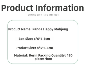 Detailed size chart for resin panda mahjong figurine with 4x5x6.5cm dimensions