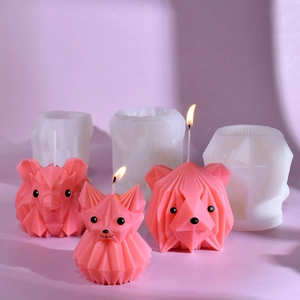 DIY origami animal silicone mold for geometric dog scented candles and crafts