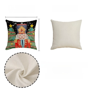 Detail view of Nutcracker Christmas pillow cover showing printed front and back fabric texture
