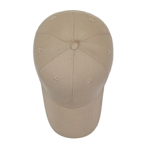 Vue de dessus d'une casquette de baseball kaki minimaliste au design à six panneaux