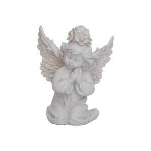 Modern minimalist white praying angel sculpture ornament with wings for home decor
