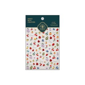 Adesivi per unghie cartoon con frutta vivace, motivi di ciliegia, fragola e avocado