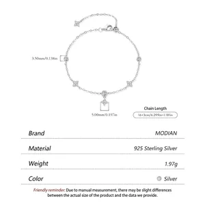 Minimalist S925 sterling silver four-leaf clover bracelet with zircon and adjustable clasp