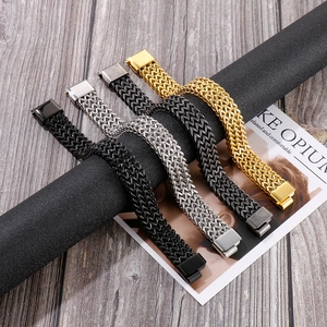 Detail of four-color braided titanium steel dragon bone bracelets with magnetic clasps