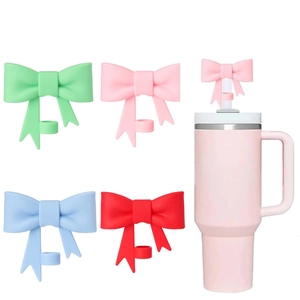 Niedliche Silikon Schleife Strohhalm Topper, bunte Staubschutz Abdeckung für Strohbecher.