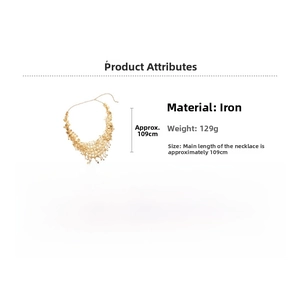 Detail view of multi-layer gold tassel waist chain made of iron, 109cm length