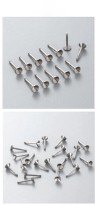 Detailed view of silver stainless steel screw post ear studs for jewelry DIY making