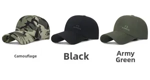 Detailed embroidery of FS FASHION logo on cotton camo and solid baseball caps