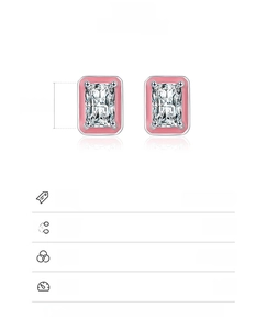 Detailed product parameters of S925 sterling silver pink enamel zircon stud earrings