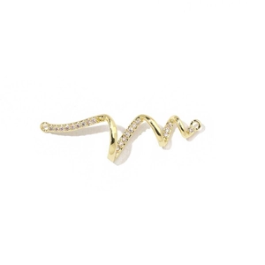 Detailed view of golden snake jewelry charm with zircons and dual connection loops