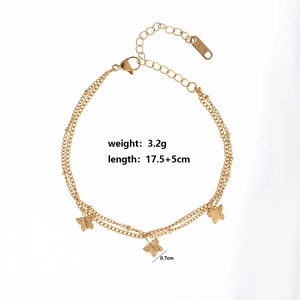 Detailed view of gold butterfly bracelet with 17.5+5cm length and K18 hallmark detail