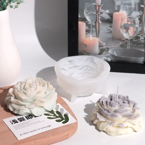 3D large peony flower silicone mold for DIY scented candles and plaster casting
