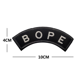 Tactical BOPE embroidered patch with 10x4cm dimensions on a clean white background