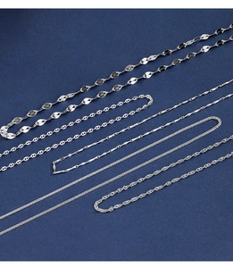Detailed collection of 925 sterling silver chain styles on dark blue background