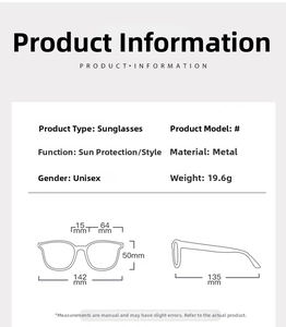 Detailed size specifications for butterfly sunglasses including frame dimensions and weight