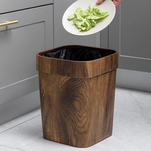 Poubelle à grain de bois pour cuisine et chambre avec anneau de serrage