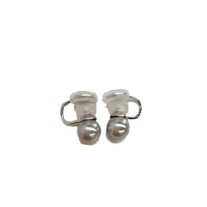French style silver ear clips with grey pearls and soft cushions for non-pierced ears