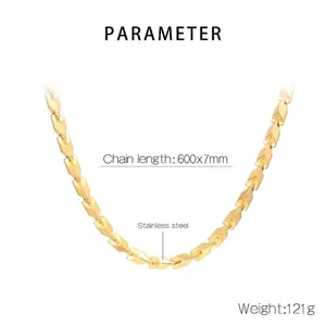 Detailed specs of men's gold stainless steel geometric chain 600x7mm 121g
