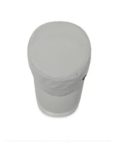 Top down view of light grey flat top military cap showing breathable side mesh panels