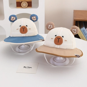 Breathable baby bear sun hat with mesh panels and adjustable chin strap for toddlers